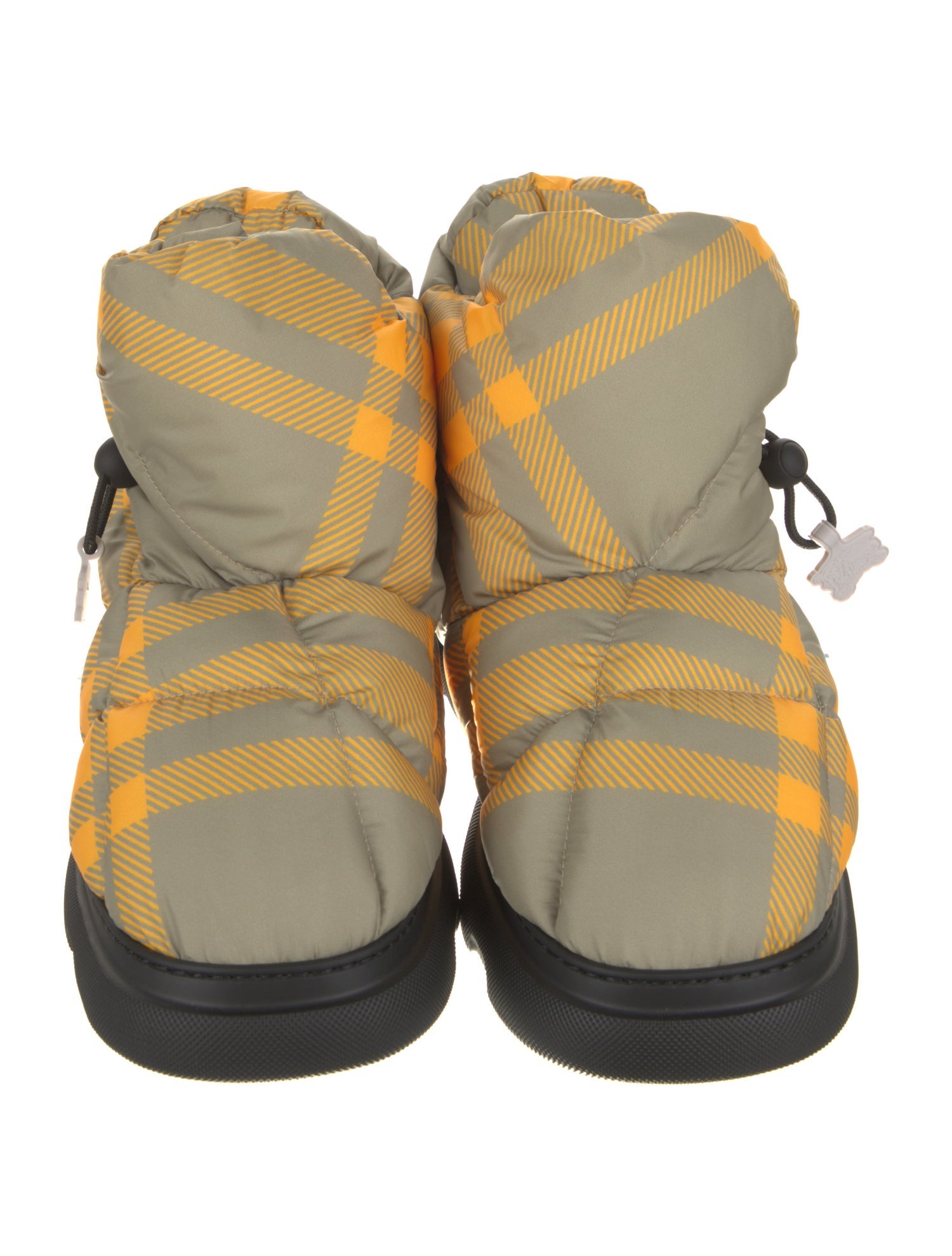 Burberry Nylon Plaid Print Boots